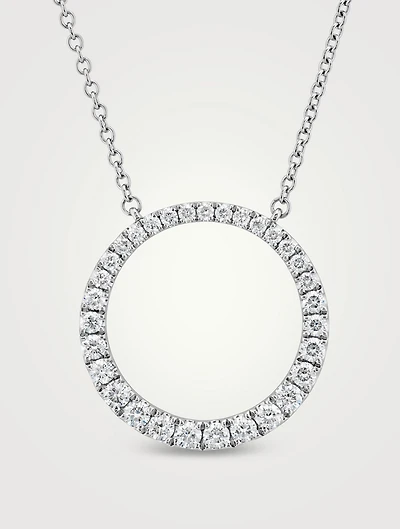 18K White Gold Graduated Diamond Circle Necklace