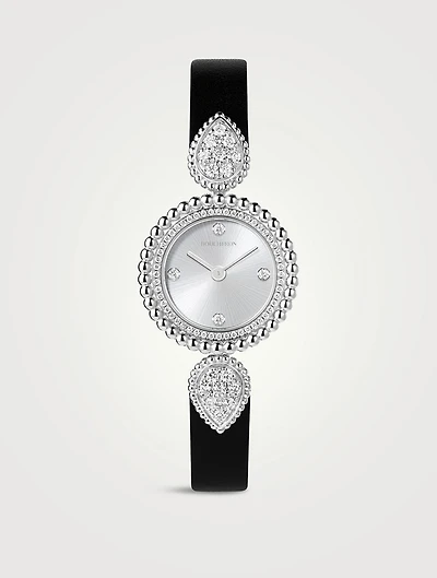 Serpent Bohème Leather Strap Watch With Diamonds