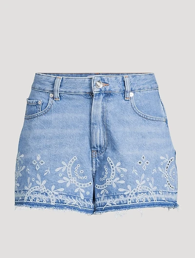 Broderie Anglaise Denim Shorts
