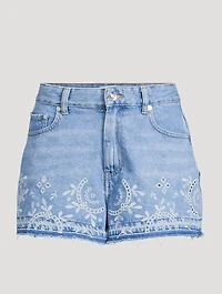Broderie Anglaise Denim Shorts
