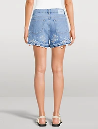 Broderie Anglaise Denim Shorts