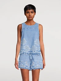 Broderie Anglaise Denim Top
