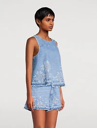 Broderie Anglaise Denim Top