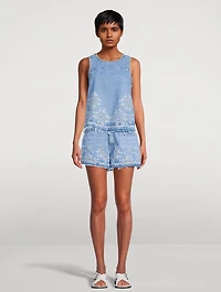 Broderie Anglaise Denim Top