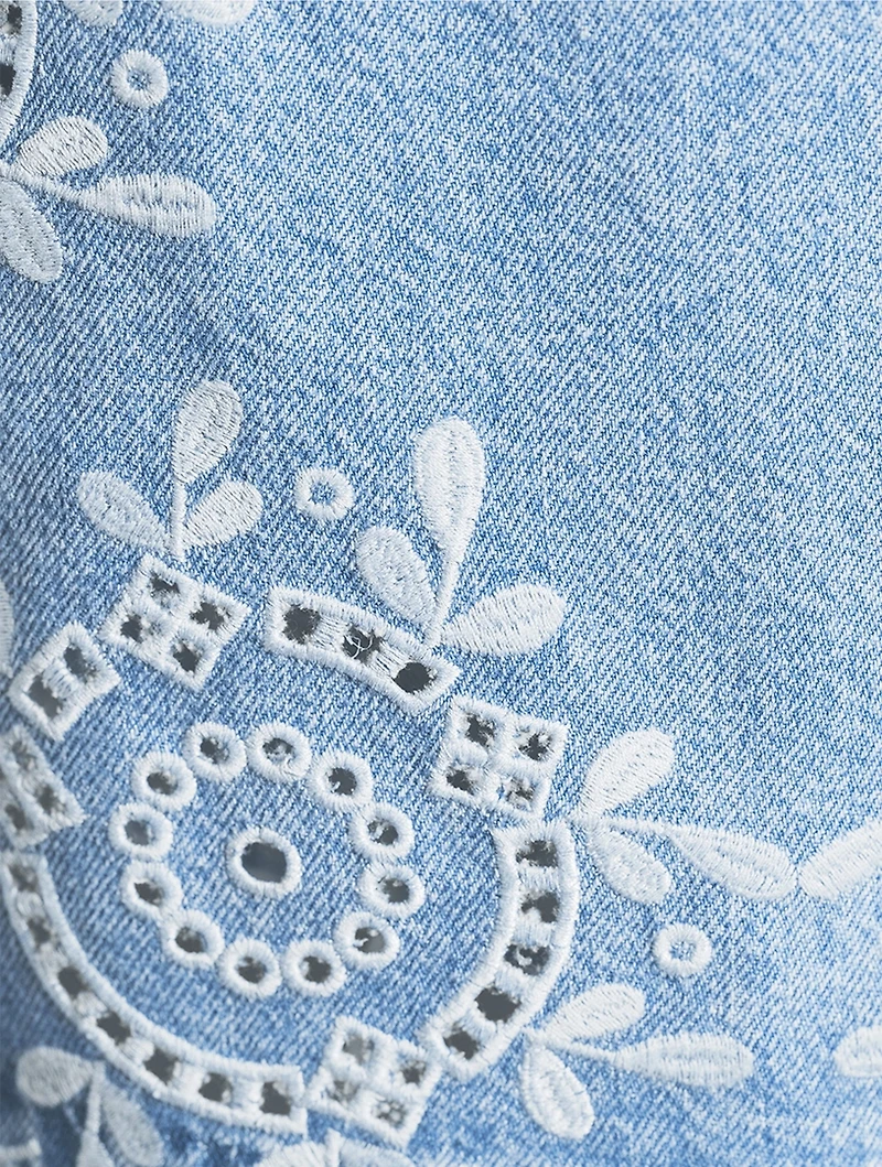 Broderie Anglaise Denim Top