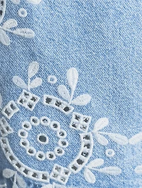 Broderie Anglaise Denim Top
