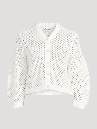 Embellished Pointelle Cardigan