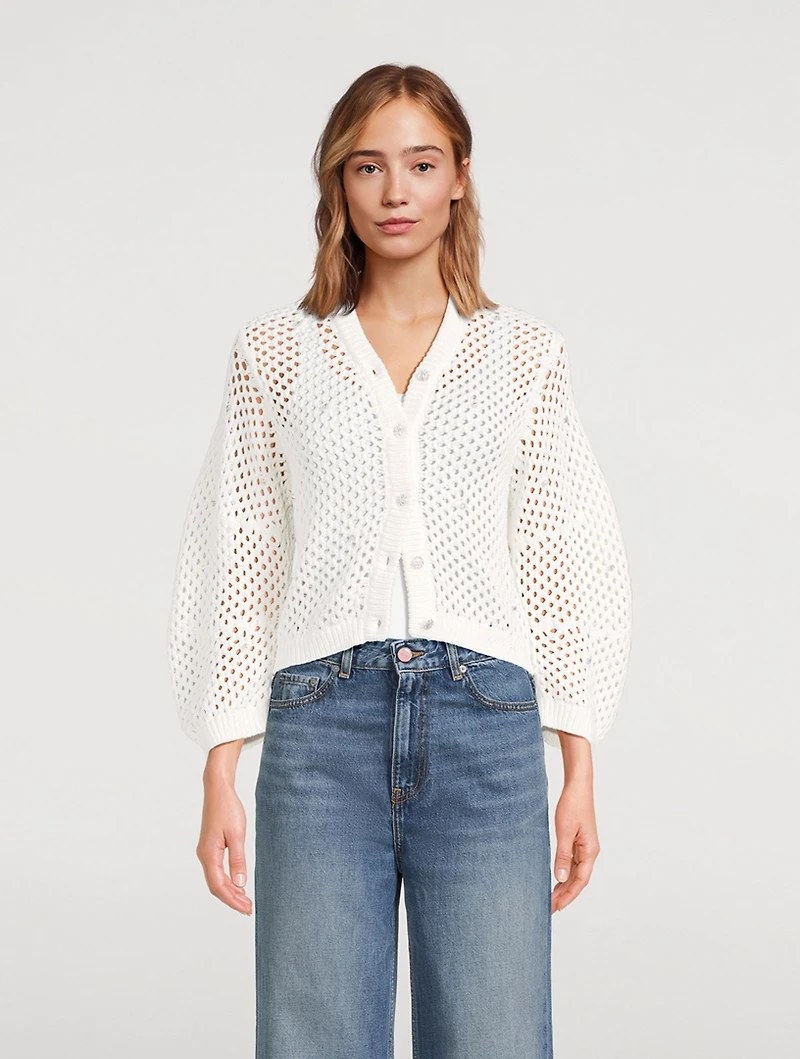 Embellished Pointelle Cardigan