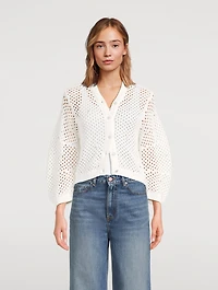Embellished Pointelle Cardigan