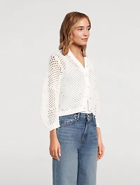Embellished Pointelle Cardigan