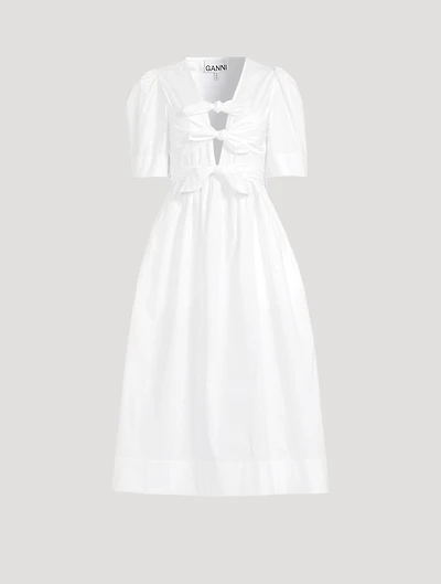 Tie-Front Poplin Midi Dress