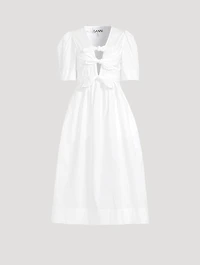 Tie-Front Poplin Midi Dress