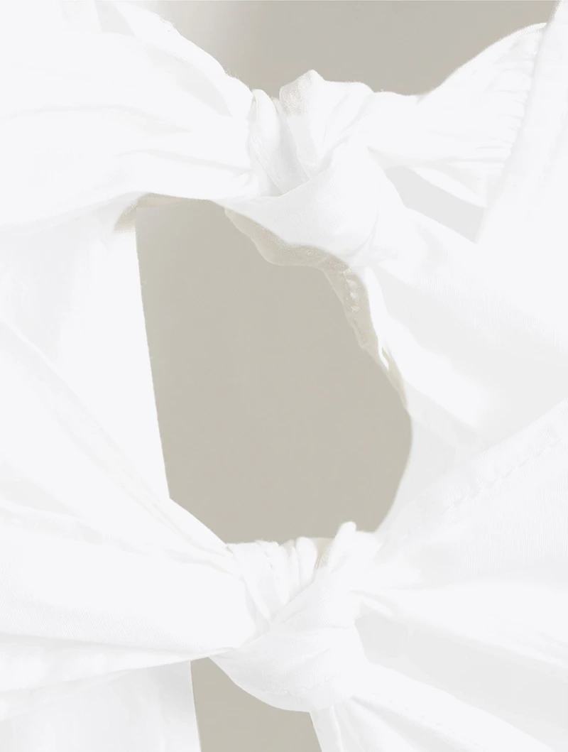 Tie-Front Poplin Midi Dress