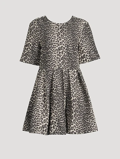 Tweed Mini Dress Leopard Print