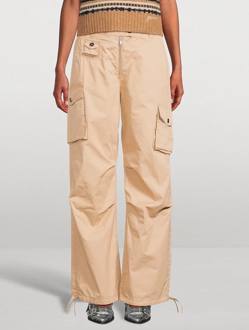 Washed Cotton Twill Cargo Pants