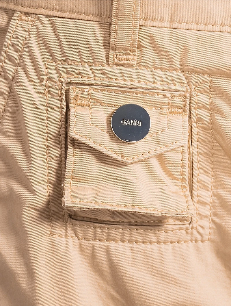 Washed Cotton Twill Cargo Pants