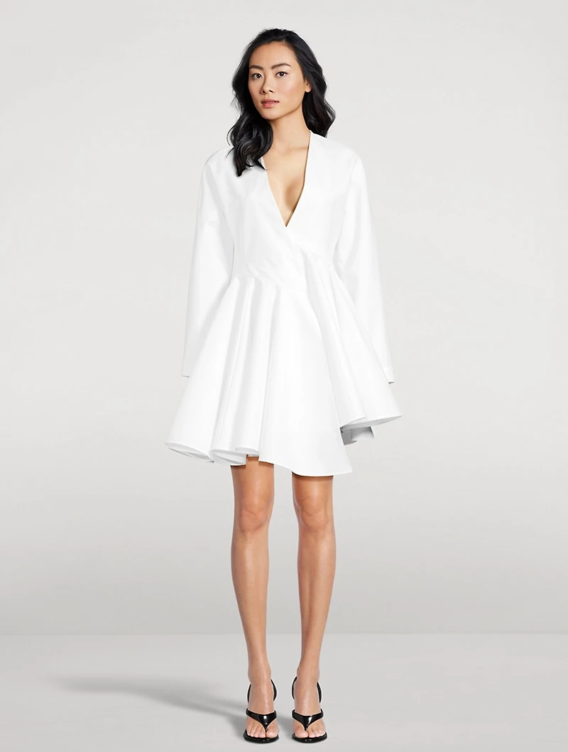 Asymmetric Poplin Mini Dress