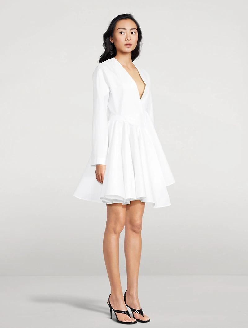 Asymmetric Poplin Mini Dress