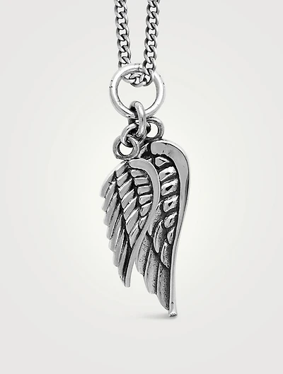 Silver Double Wing Pendant Necklace