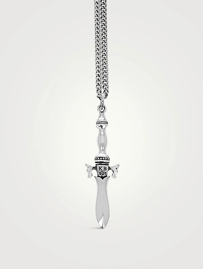 Silver Classic Dagger Pendant Necklace