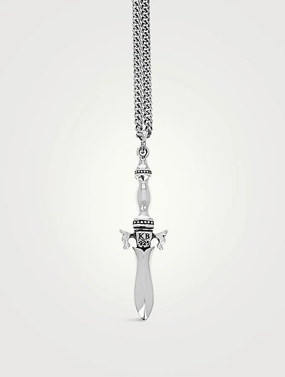 Silver Classic Dagger Pendant Necklace