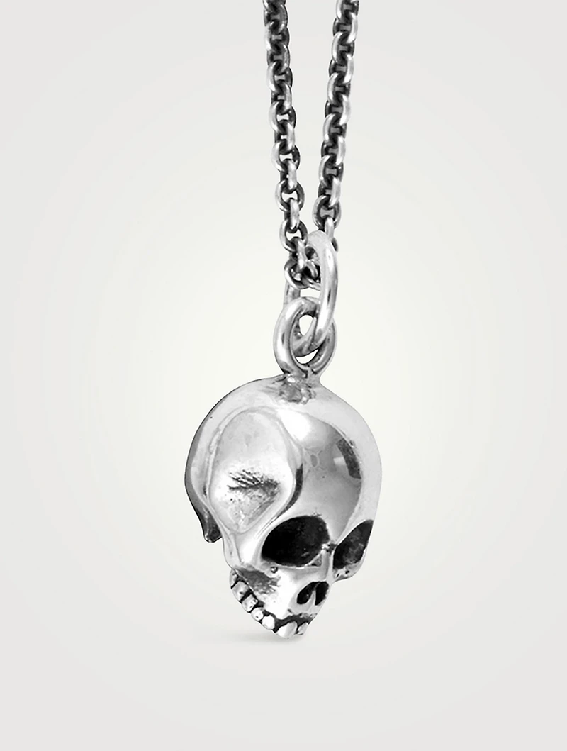 Silver Micro Skull Pendant Necklace