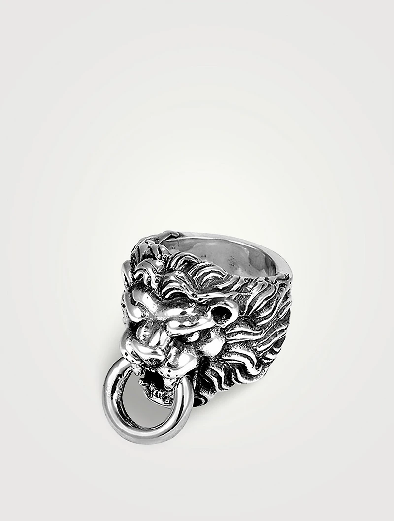 Silver Lion's Head Ring
