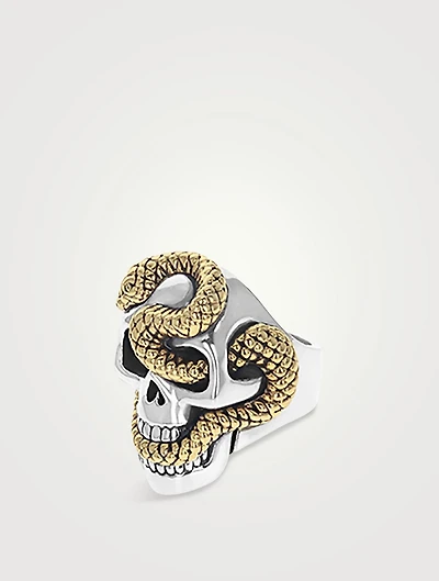 Large Silver And Gold Alloy Skull Ring