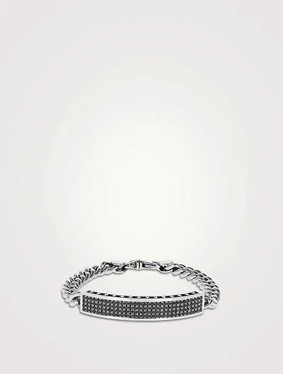 Silver Black Diamond ID Bracelet
