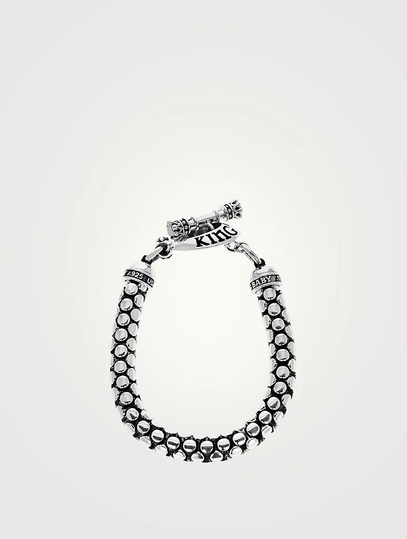 Original Silver And Leather Snake Bracelet