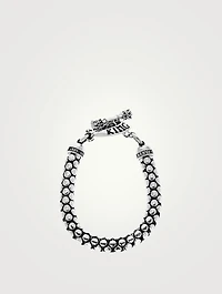 Original Silver And Leather Snake Bracelet