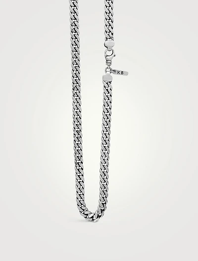Large Silver Flat Curb Chain Necklace