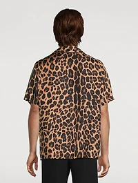 Silk Pajama Shirt Leopard Print
