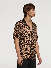 Silk Pajama Shirt Leopard Print