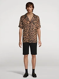 Silk Pajama Shirt Leopard Print