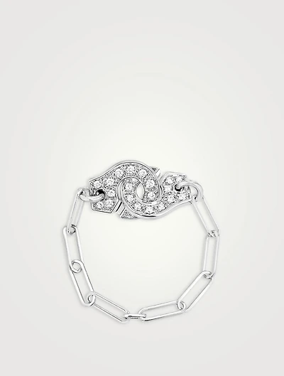 Menottes dinh van R7.5 18K White Gold Ring With Diamonds
