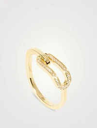 Small Maillon 18K Gold Ring With Diamonds