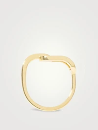 Small Maillon 18K Gold Ring With Diamonds