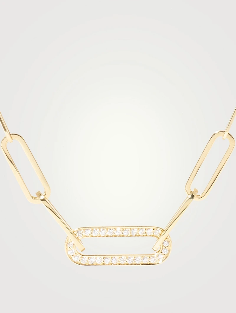 Small Maillon 18K Gold Chain Necklace With Diamonds