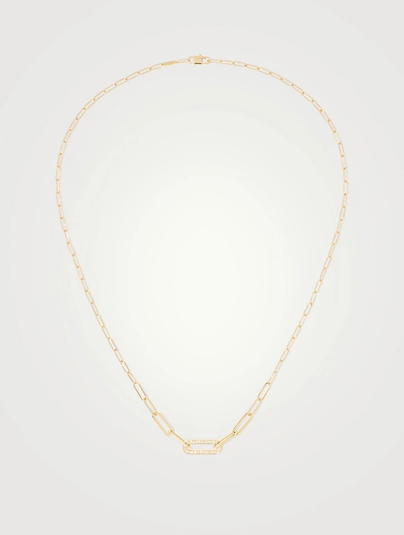 Small Maillon 18K Gold Chain Necklace With Diamonds