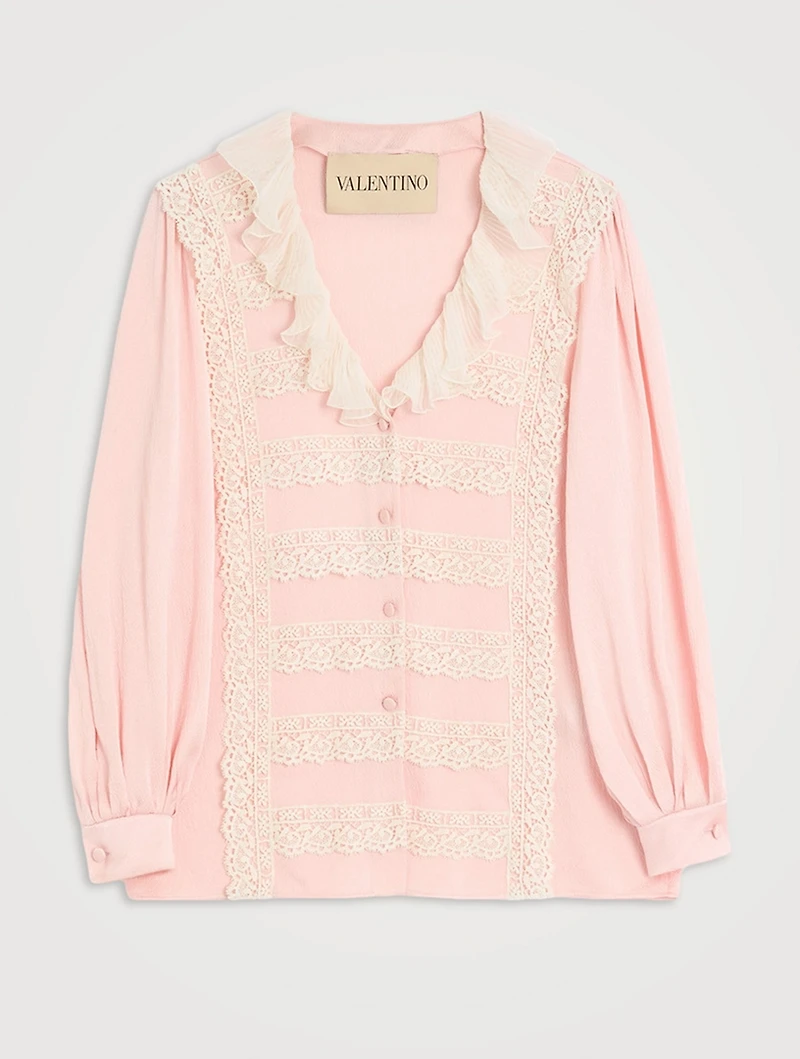 Lace-Trimmed Silk Shirt