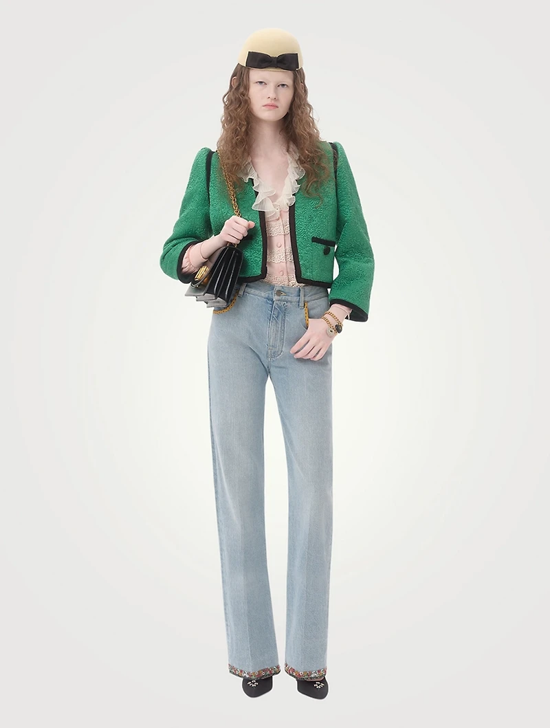 Lace-Trimmed Silk Shirt