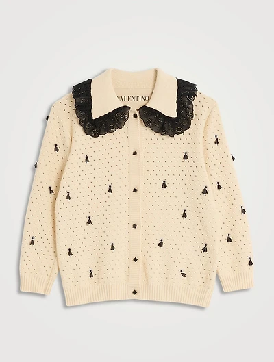 Lace-Trimmed Cardigan