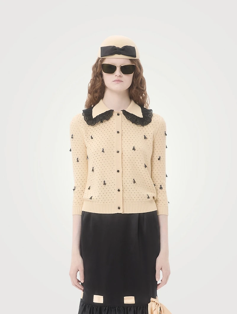 Lace-Trimmed Cardigan