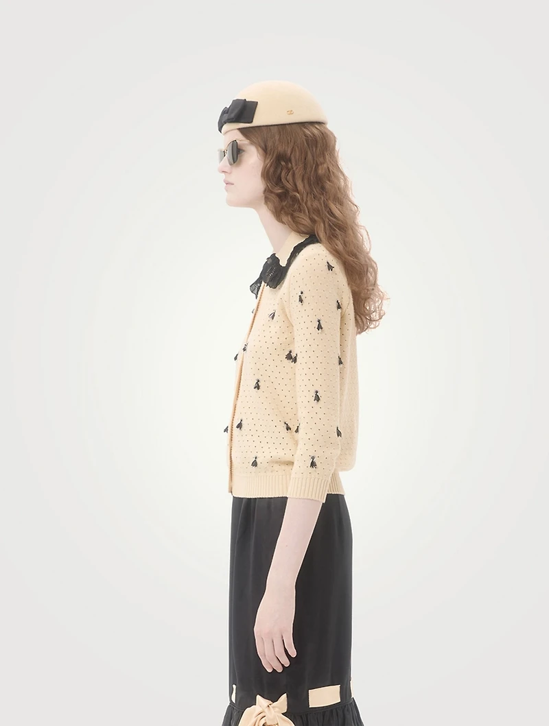 Lace-Trimmed Cardigan