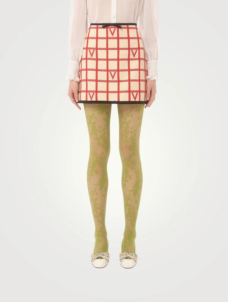 V Logo Jacquard Mini Skirt