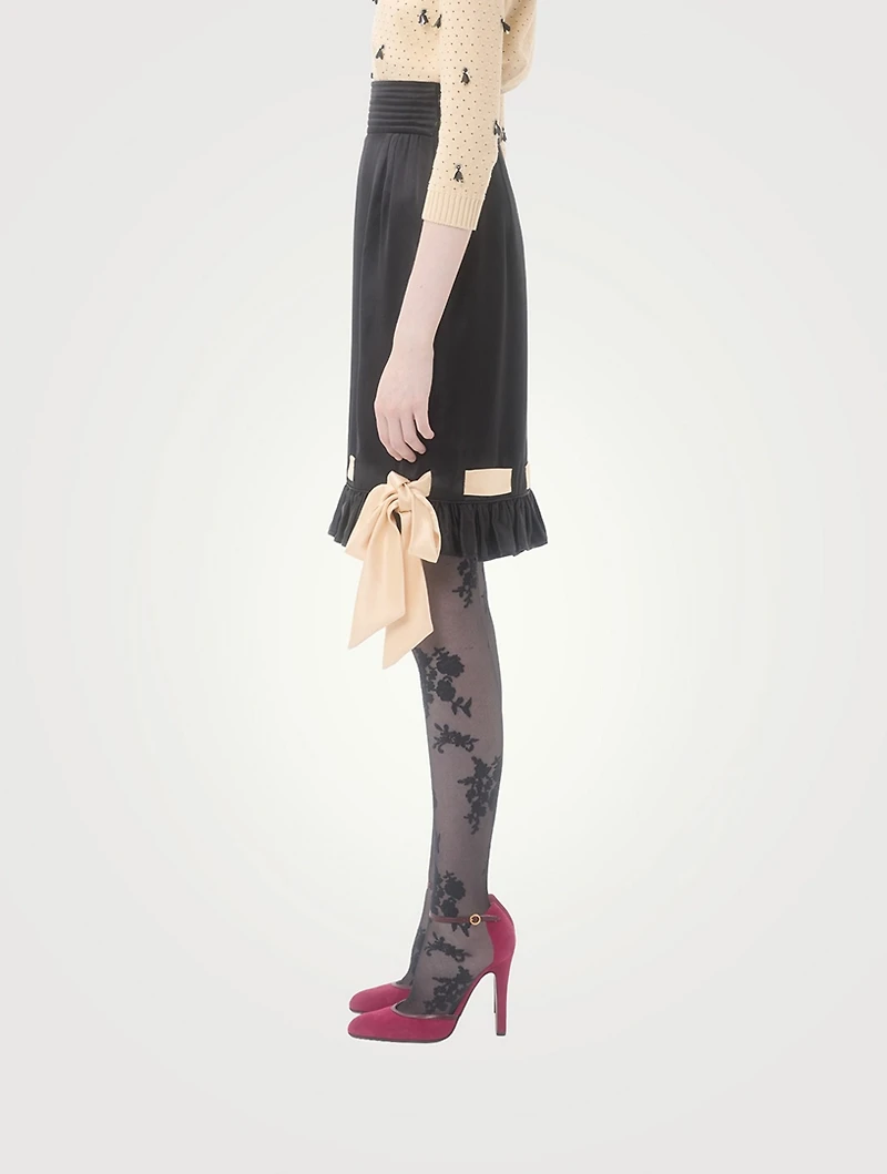 Bow-Trimmed Midi Skirt