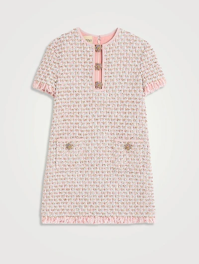 Embroidered Ribbon Tweed Mini Dress