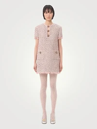 Embroidered Ribbon Tweed Mini Dress