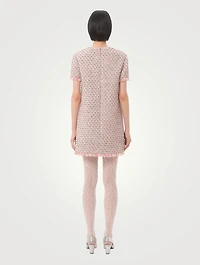 Embroidered Ribbon Tweed Mini Dress
